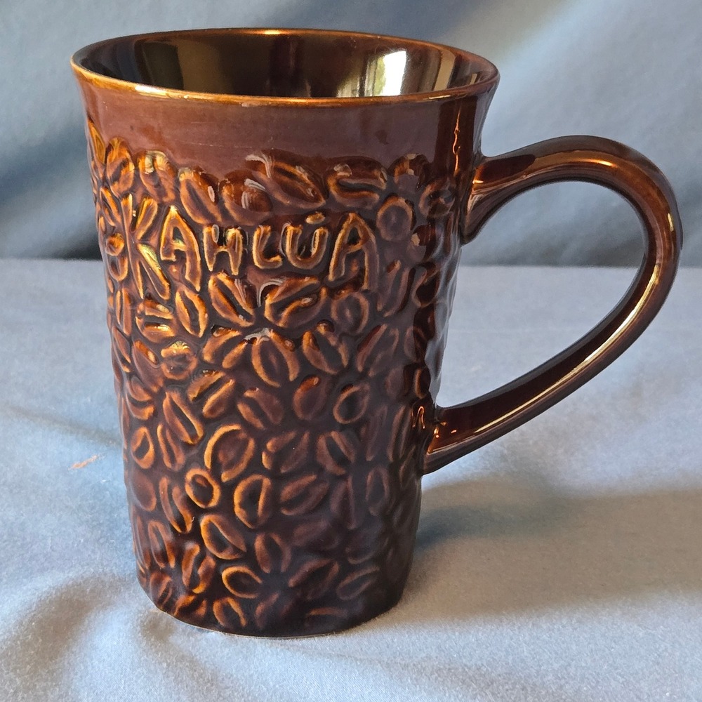 Kahlua Coffee Mug Embossed 3D Roasted Bean Texture Brown Ceramic Liqueur Cup